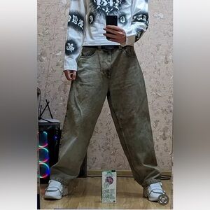 Y2K Big Boy Polar Skate Company Jeans Green Baggy Loose 2000s Jnco Goth Men’s XS